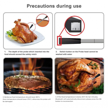 Gambar produk TAKA Termometer Makanan Digital Daging BBQ Bluetooth 2Probe Waterproof - TY530