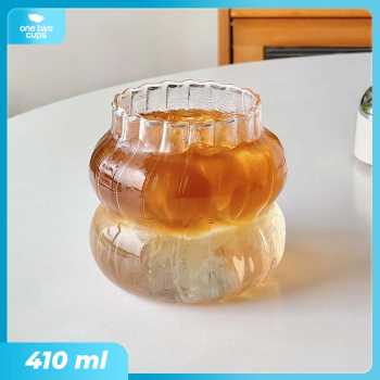 One Two Cups Gelas Kaca Aesthetic Kopi Teh Wave Stripe Shape - GK24