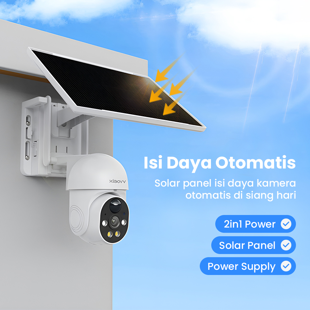 Xiaovv Kamera CCTV Tenaga Surya WiFi Outdoor PIR FHD 1080P 2MP IP65 - XVV-1120S-P6 Pro Gambar produk Xiaovv Kamera CCTV Tenaga Surya WiFi Outdoor PIR FHD 1080P 2MP IP65 - XVV-1120S-P6 Pro