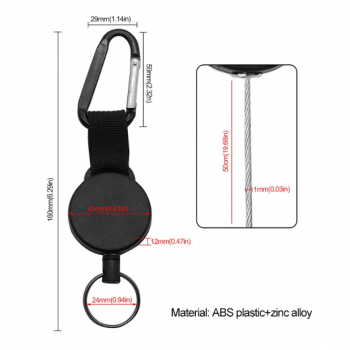 Gambar produk JIGONG Gantungan Kunci Retractable Carabiner Keychain Steel Wire Rope - JIG-012S
