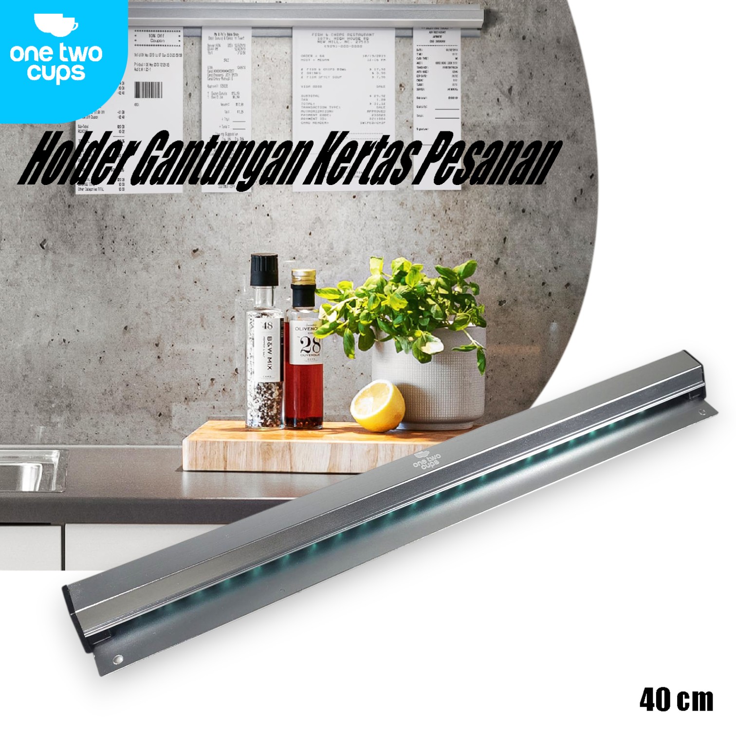 One Two Cups Holder Gantungan Kertas Pesanan Restoran Menu Order Bill 40cm - JWA9 Gambar produk One Two Cups Holder Gantungan Kertas Pesanan Restoran Menu Order Bill 40cm - JWA9