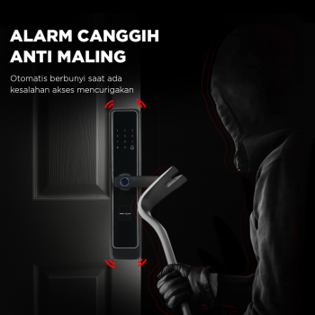 Gambar produk TaffHOME Smart Door Lock Fingerprint Password Key Card Alarm - K13-1-J