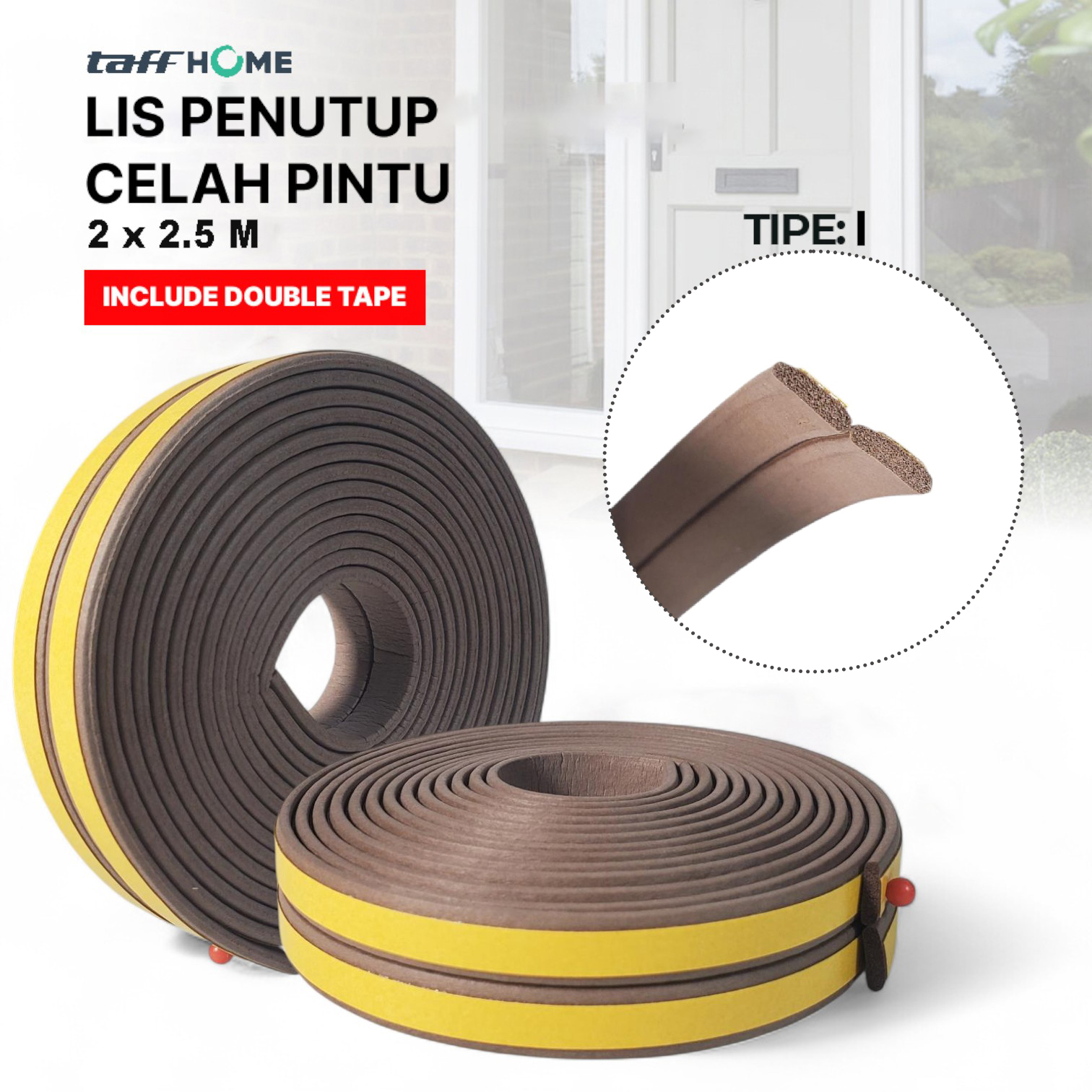 Gambar produk TaffHOME Lis Penutup Celah Pintu Penghalang Debu Door Seal 2x2.5M I - ESPV5