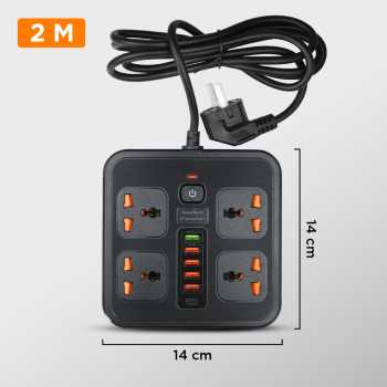 Gambar produk AMJ Stop Kontak Kabel USB Type C PD 10A 250V 3000W 2M 4 Lubang - BKL-666