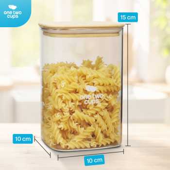 Gambar produk One Two Cups Toples Kaca Penyimpanan Makanan Kedap Udara Storage Jar 1.2L - HC1019