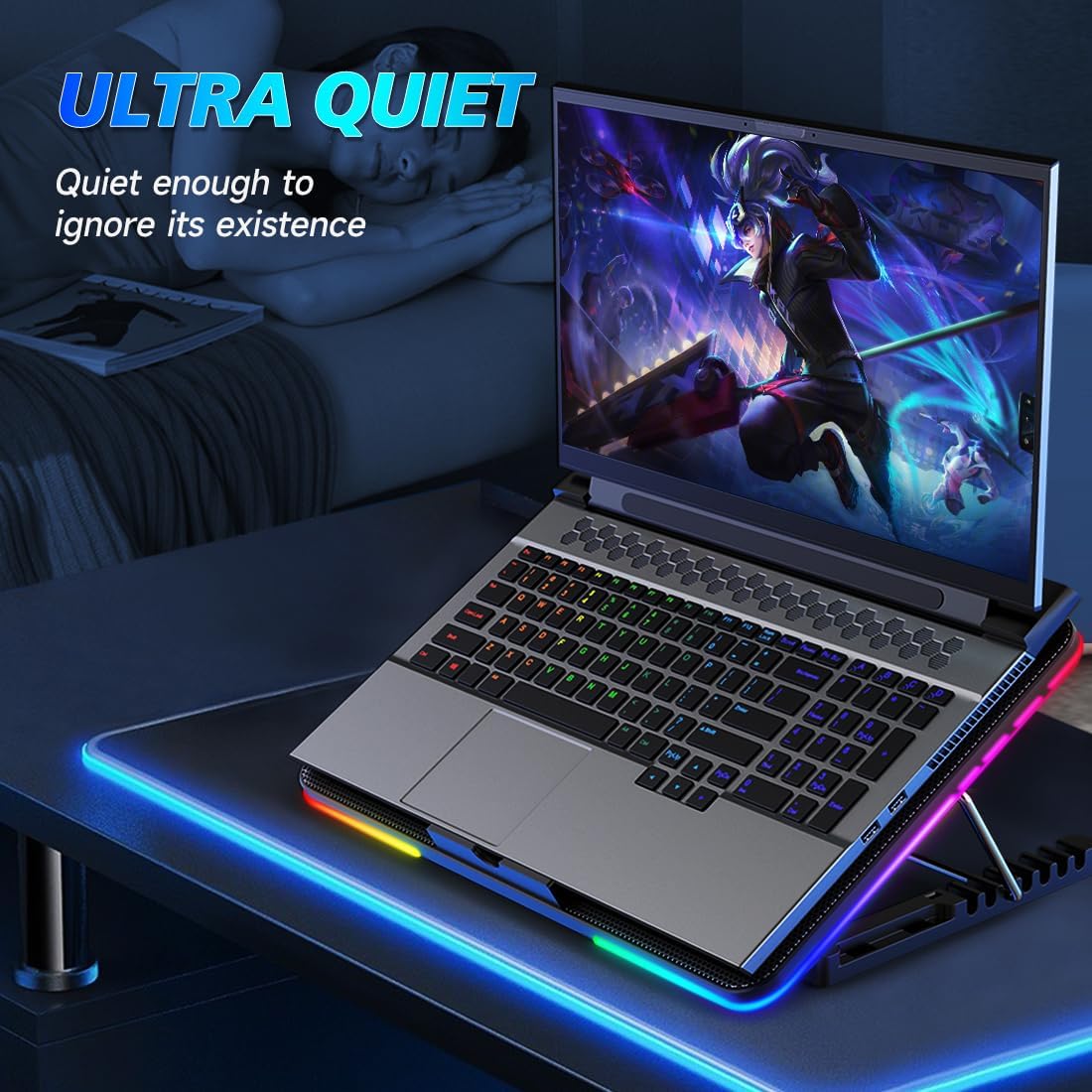 Gambar produk LIANGSTAR Cooling Pad Laptop Gaming Kipas Pendingin 5 Fan RGB 17.3Inch - LS50