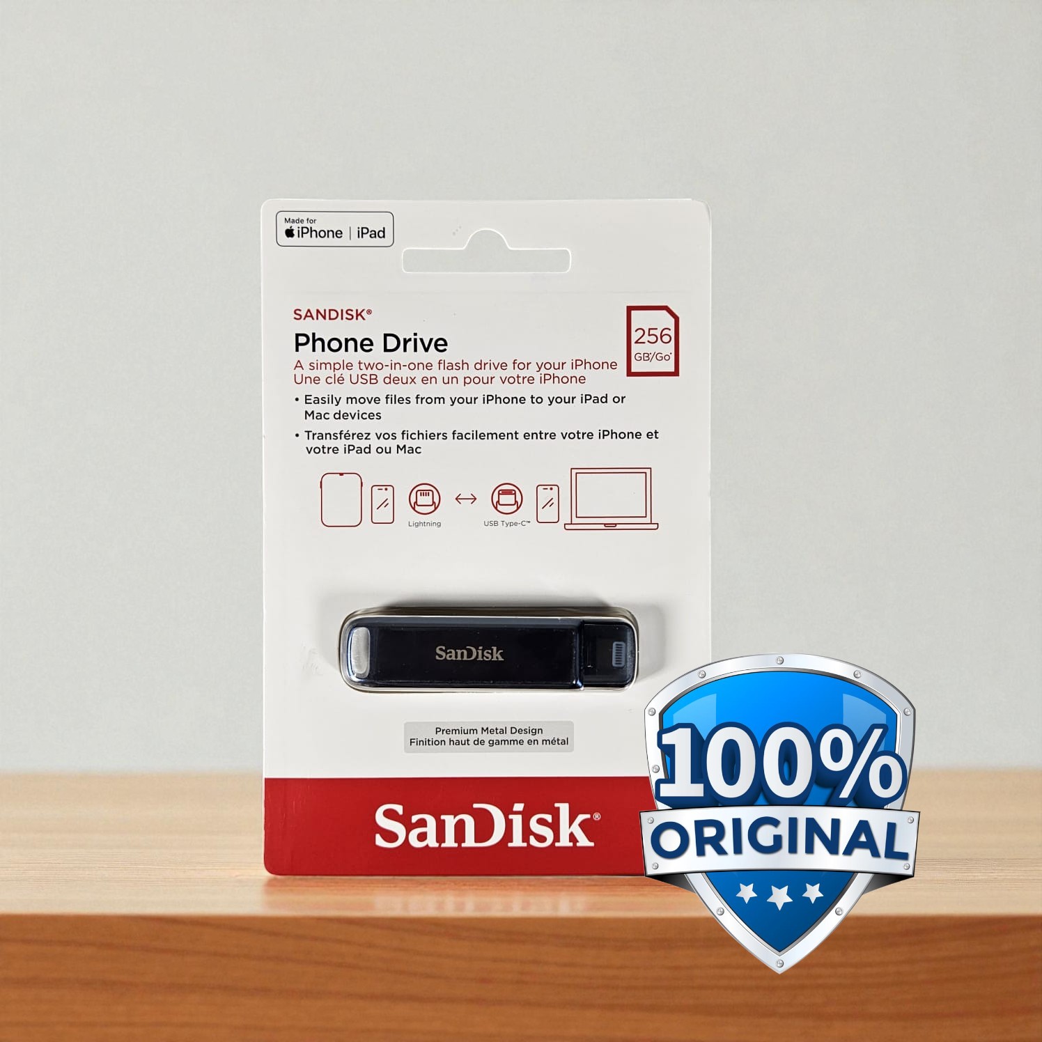 Gambar produk SanDisk Phone Drive USB Type-C Lightning 90MB/s 256GB - SDIXD0N