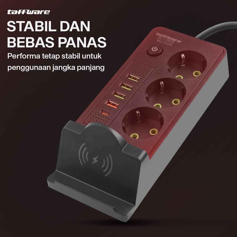 Taffware Stopkontak USB Type C EU Plug Wireless Charging 2500W - QL-1080U Gambar produk Taffware Stopkontak USB Type C EU Plug Wireless Charging 2500W - QL-1080U
