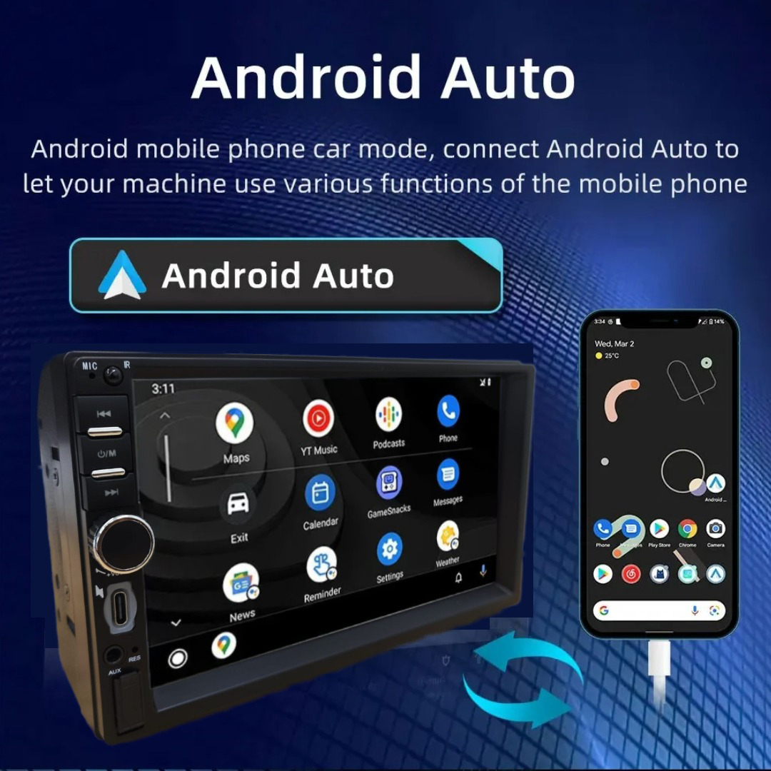 Gambar produk ESGO Head Unit Tape Mobil 2DIN Wireless CarPlay Android Auto 7 Inch - F7018C