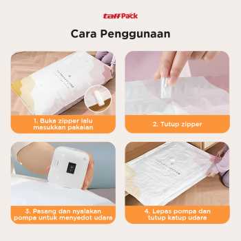 Gambar produk TaffPACK Kantong Plastik Vakum Pakaian Vacuum Bag 5 PCS Electric Pump - FL22