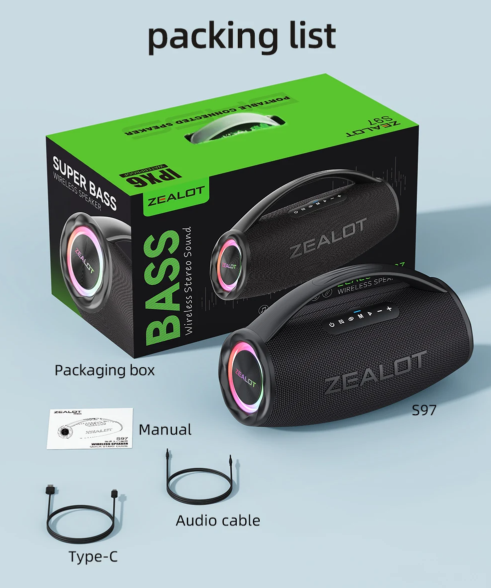 ZEALOT Speaker Bluetooth Portable Subwoofer Dual Pairing 16000mAh - S97 Gambar produk ZEALOT Speaker Bluetooth Portable Subwoofer Dual Pairing 16000mAh - S97