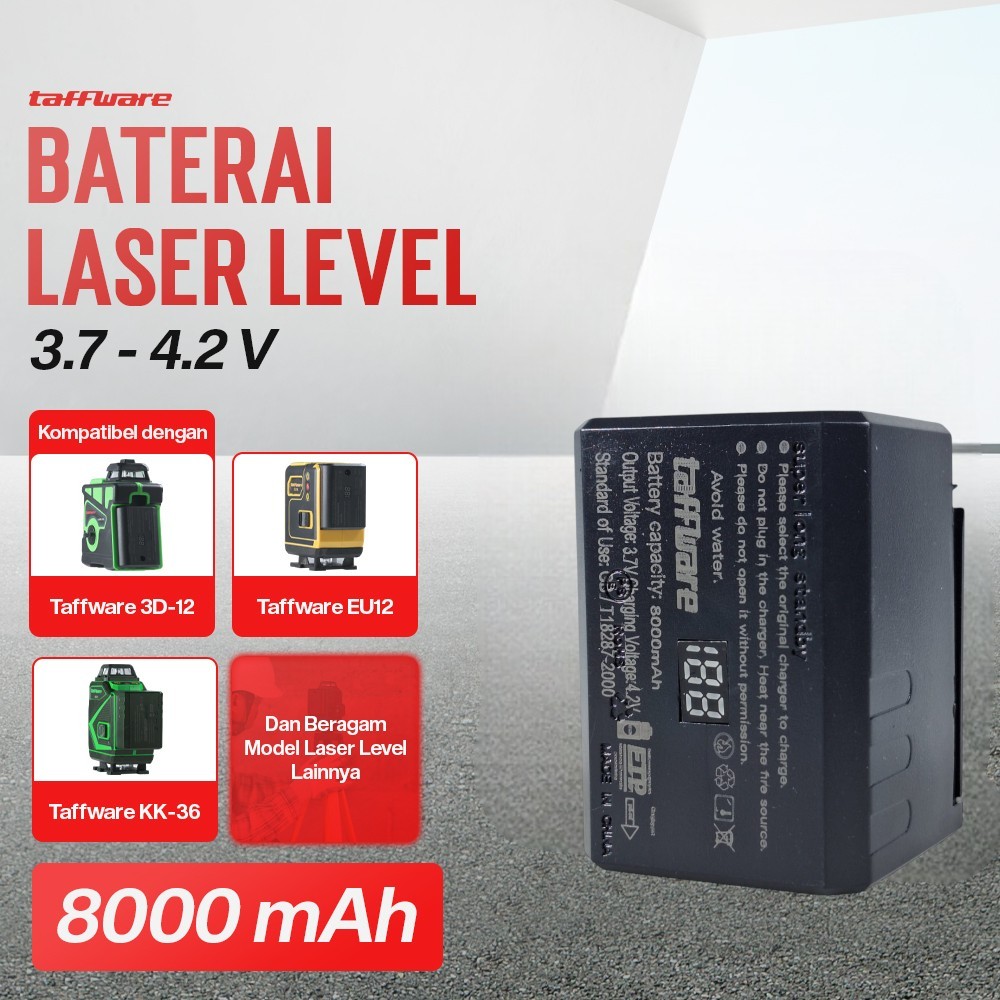 Taffware Baterai Laser Level 3D Rechargeable Battery with LED Display 8000mAh - BM03 Gambar produk Taffware Baterai Laser Level 3D Rechargeable Battery with LED Display 8000mAh - BM03