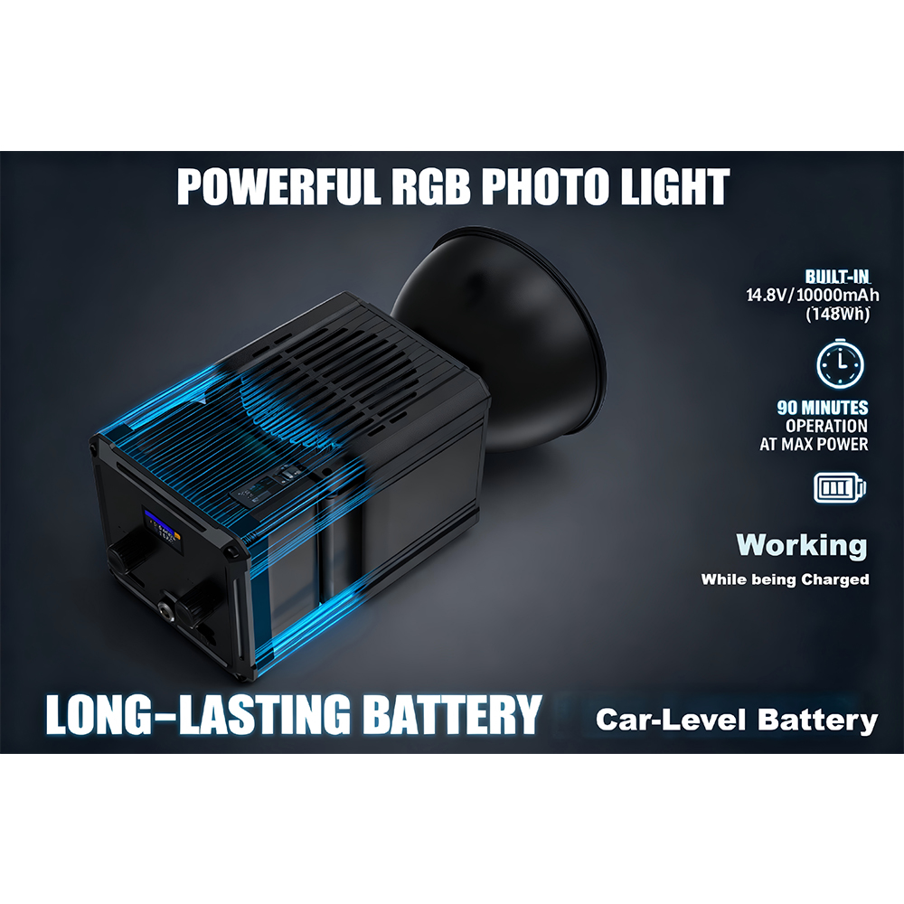 Gambar produk LIYADI Lampu Studio Fotografi COB LED RGBW 24 Mode 10000mAh 100W - ND100