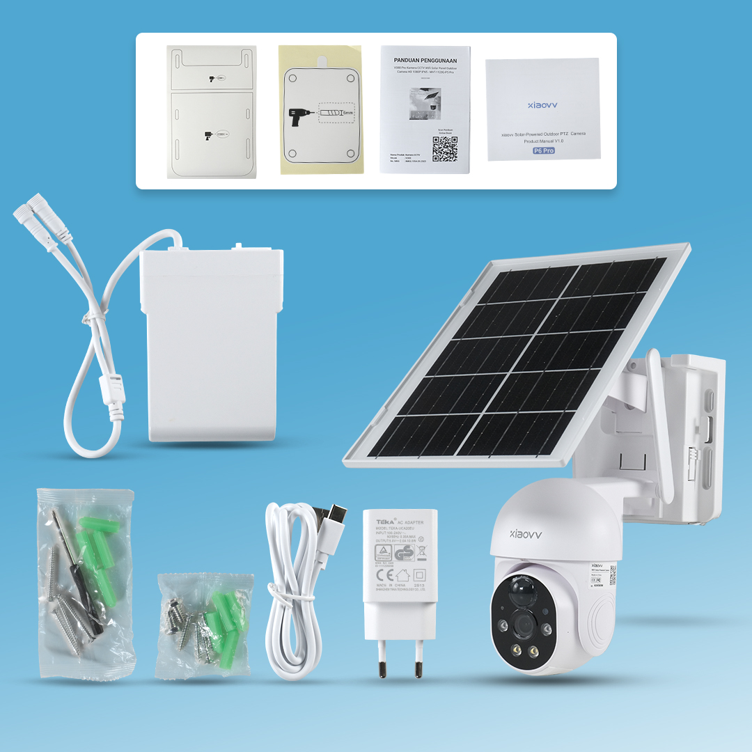 Xiaovv Kamera CCTV Tenaga Surya WiFi Outdoor PIR FHD 1080P 2MP IP65 - XVV-1120S-P6 Pro Gambar produk Xiaovv Kamera CCTV Tenaga Surya WiFi Outdoor PIR FHD 1080P 2MP IP65 - XVV-1120S-P6 Pro