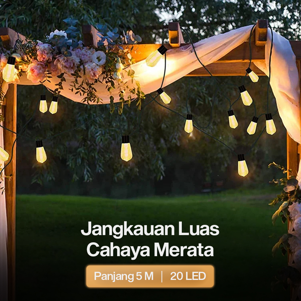 SAMNET Lampu Hias String Lights Solar Panel 20 LED 5M - DC44 Gambar produk SAMNET Lampu Hias String Lights Solar Panel 20 LED 5M - DC44