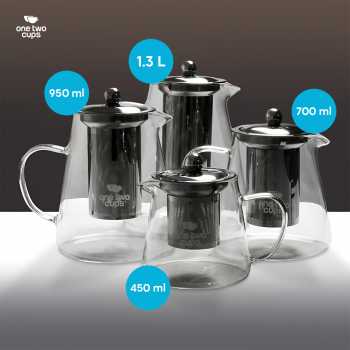 Gambar produk One Two Cups Teko Teh Kaca Saringan Tahan Panas Api Infuser Teapot 950ml - TP-760