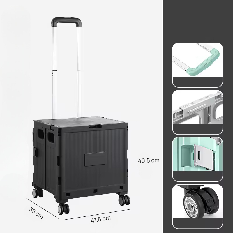 FURNIBOX Troli Belanja Lipat 4 Roda Folding Storage Box 35x41.5x40.5cm - FR-05 Gambar produk FURNIBOX Troli Belanja Lipat 4 Roda Folding Storage Box 35x41.5x40.5cm - FR-05