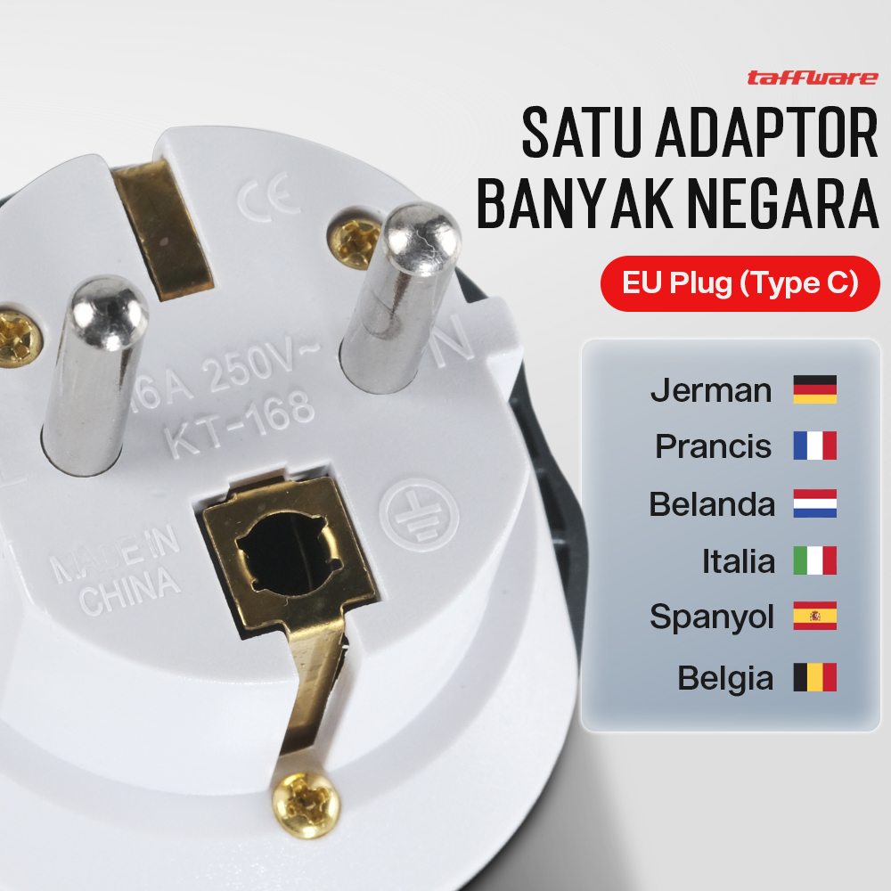 Taffware Loop Universal Travel Adaptor Colokan Charger Adapter 16A - N16 Gambar produk Taffware Loop Universal Travel Adaptor Colokan Charger Adapter 16A - N16