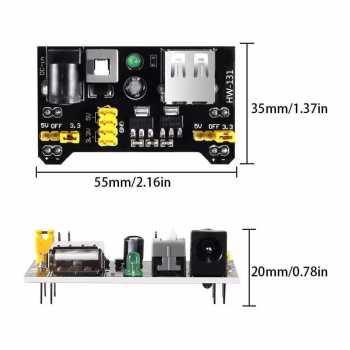 Gambar produk AOKIN Power Supply Module Breadboard Dual Channel 3.3/5V - MB102