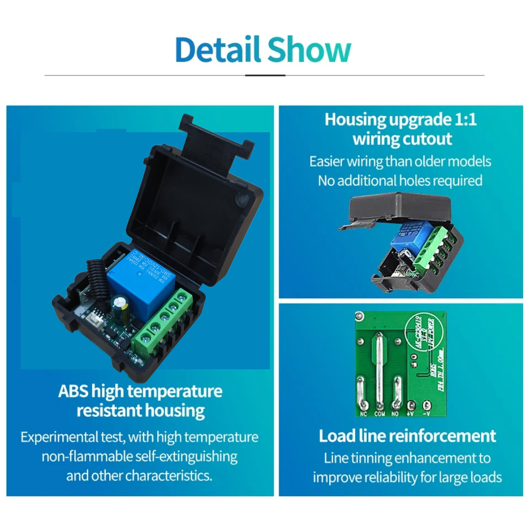 Gambar produk Huaru Receiver Remot Kontrol Gerbang Garasi 433MHz 12V - KR1201A