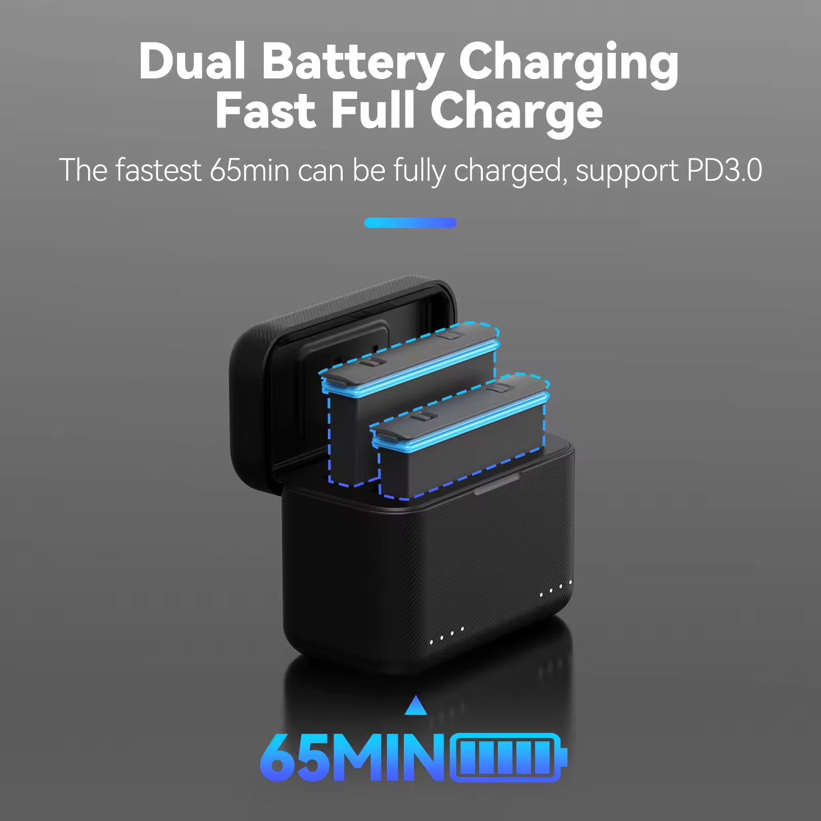 Gambar produk TELESIN Charging Case 2 Slot Fast Charging for Insta360 X5 - S0-BCG-42-TIS