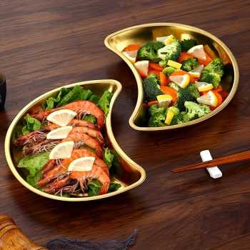 Gambar produk ATH Nampan Tray Mangkuk Makanan Bulan Sabit Moon Plate Stainless 201 - AT25