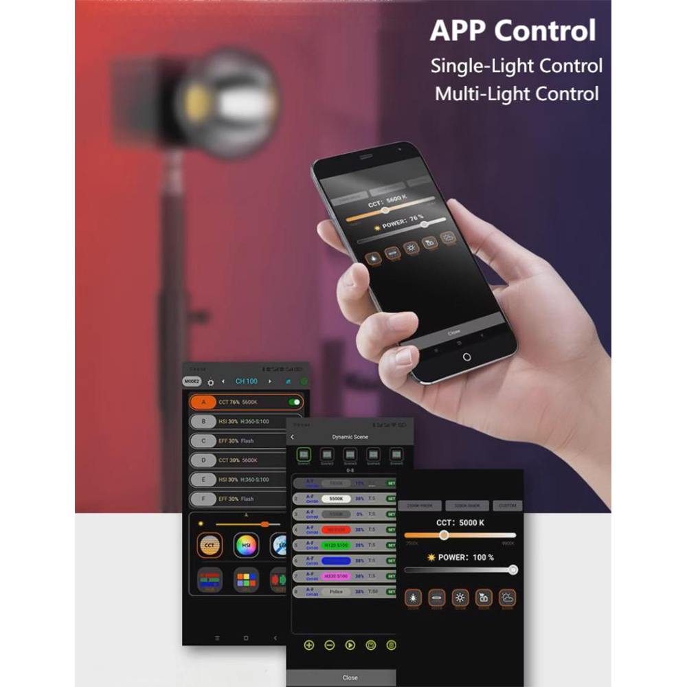 LIYADI Lampu Studio Fotografi COB LED RGBW 24 Mode TFT Display 100W - G100 PRO Gambar produk LIYADI Lampu Studio Fotografi COB LED RGBW 24 Mode TFT Display 100W - G100 PRO