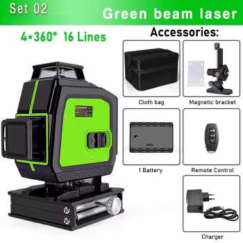 Gambar produk CLUBIONA Laser Level Self Leveling Green Beam 4D 16 Lines with Remote - ME16C