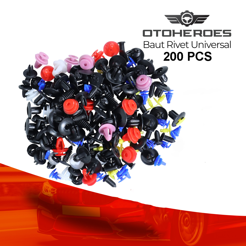 Gambar produk OTOHEROES Baut Rivet Mobil Universal Plastik 200 PCS - PE02