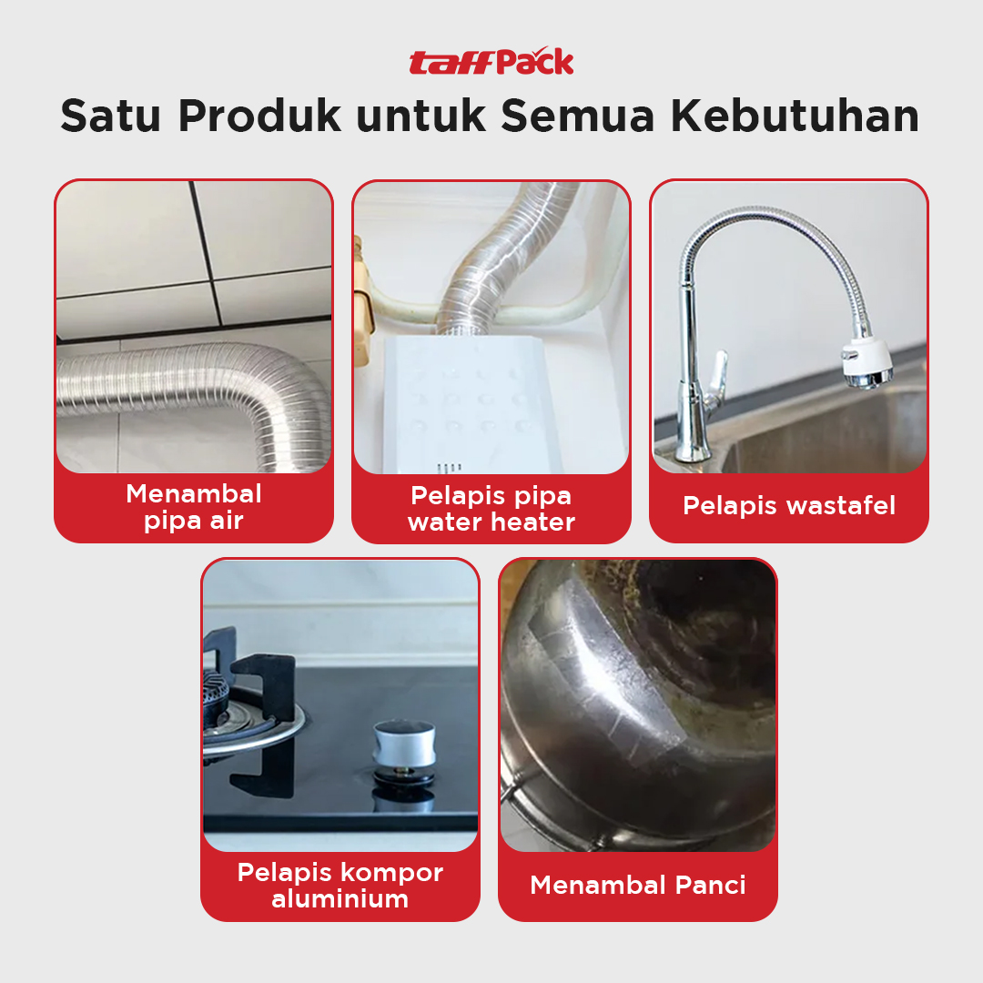 Gambar produk TaffPACK Lakban Aluminium Foil Tape Tahan Panas Anti Bocor 5M - FM-TP