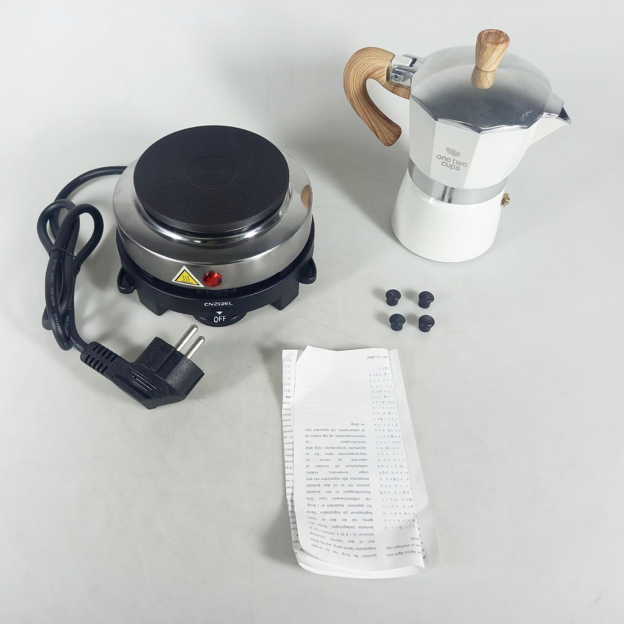 One Two Cups Moka Pot Espresso Coffee Maker 3 Cup 150ml with Heater - WY-03E Gambar produk One Two Cups Moka Pot Espresso Coffee Maker 3 Cup 150ml with Heater - WY-03E