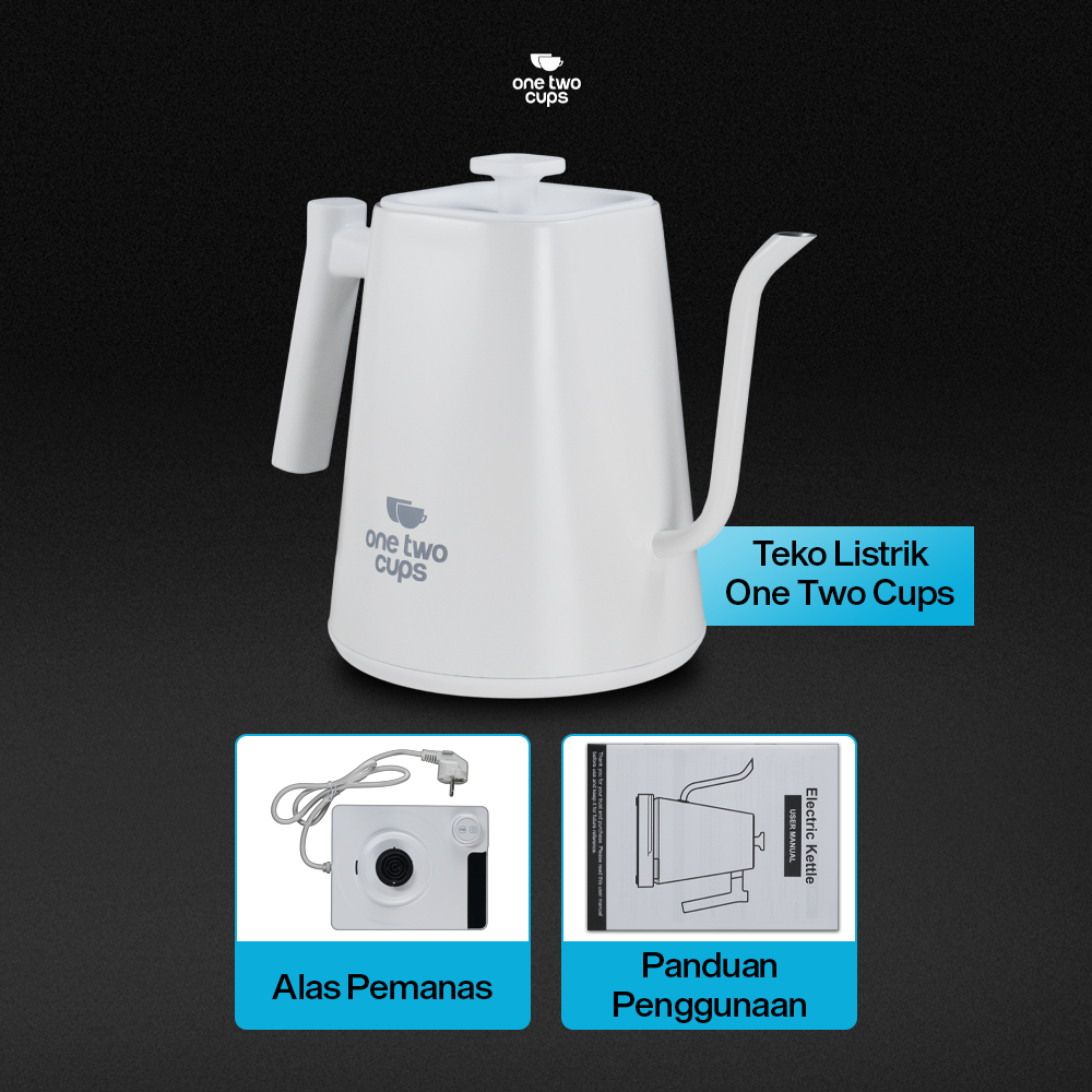 Gambar produk One Two Cups Teko Listrik Kopi Pemanas Air Leher Angsa 1200W 1L - KT10 PRO