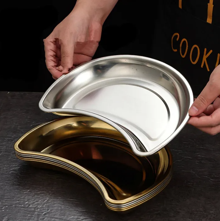 Gambar produk ATH Nampan Tray Mangkuk Makanan Bulan Sabit Moon Plate Stainless 201 - AT25