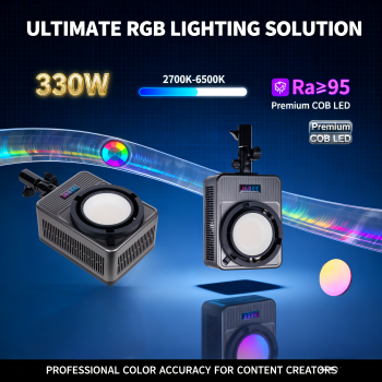LIYADI Lampu Studio Fotografi COB LED RGBW 24 Mode TFT Display 330W - G330C