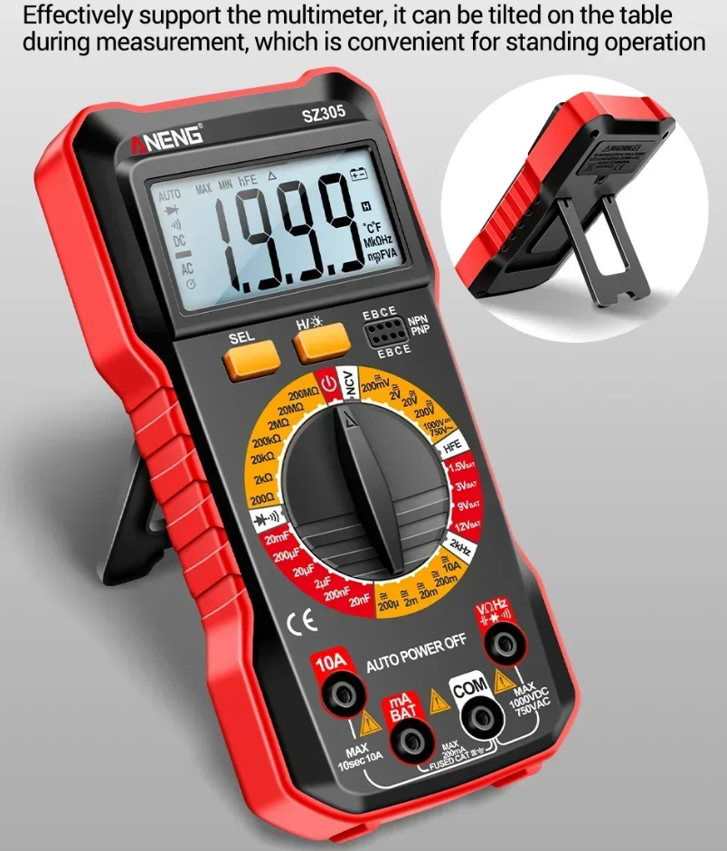 ANENG Digital Multimeter Voltage Tester 1999 Count NCV Triode - SZ305 Gambar produk ANENG Digital Multimeter Voltage Tester 1999 Count NCV Triode - SZ305