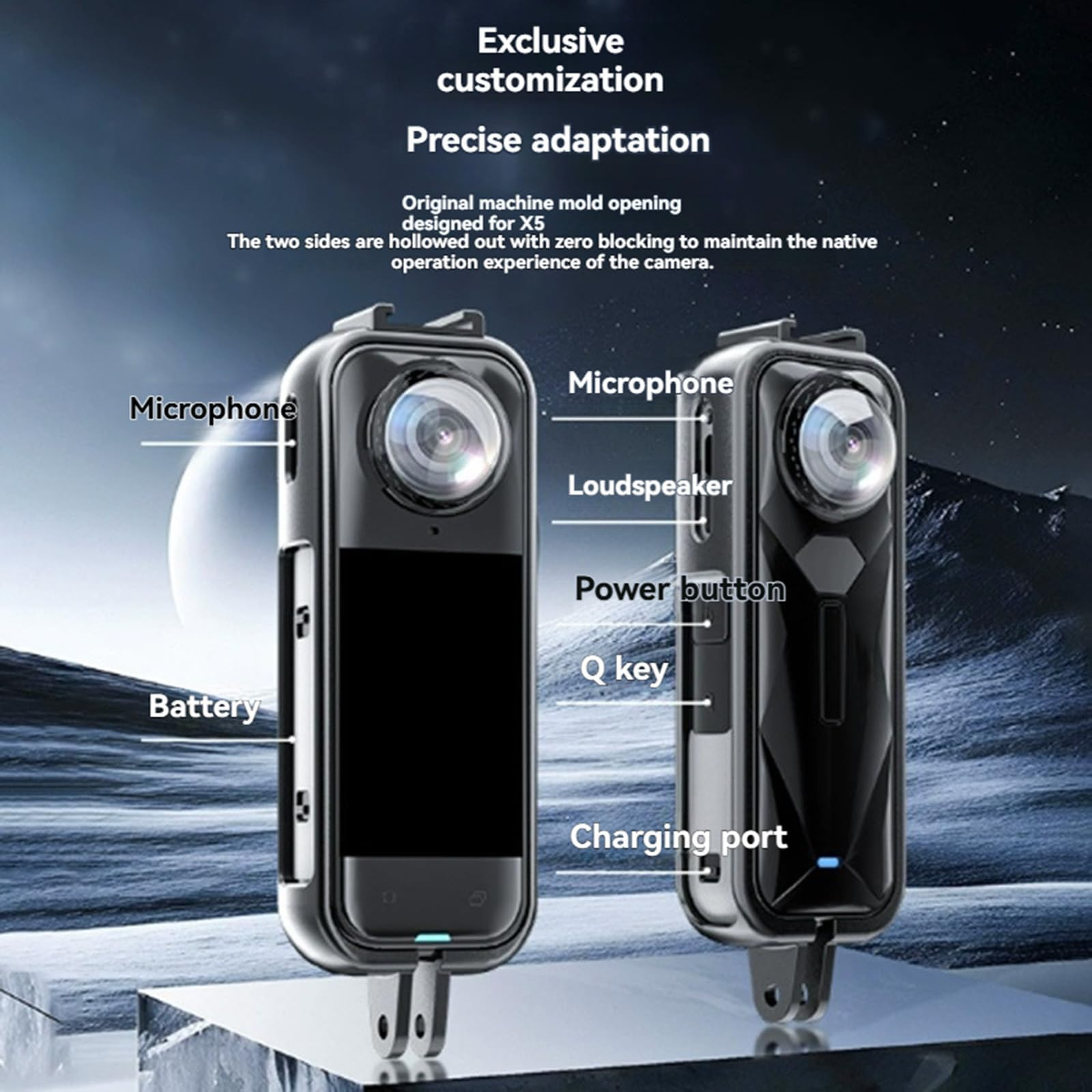 YAZE Protective Frame Case Rabbit Cage with Cold Shoe for Insta360 X5 - I3X5I Gambar produk YAZE Protective Frame Case Rabbit Cage with Cold Shoe for Insta360 X5 - I3X5I