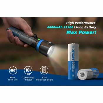 Gambar produk XTAR Baterai Rechargeable 21700 Li-Ion 6000mAh 3.6V 10A 1 PCS - XT-60