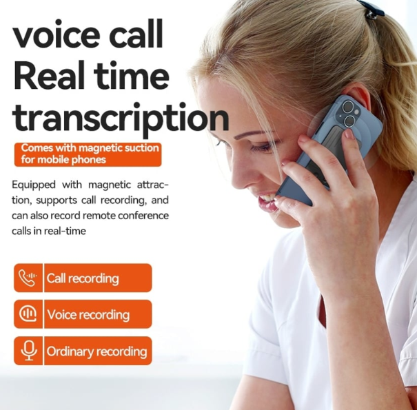 Gambar produk VKTECH Perekam Suara Cerdas Dual Tombol AI Voice Recorder Transcribe - A3V