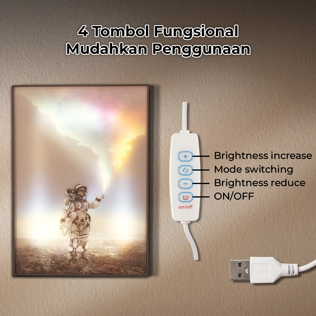 Gambar produk YORYZENG Lampu Meja Hias Lukisan 3in1 Color LED USB 30.5cm Astronaut - YY31