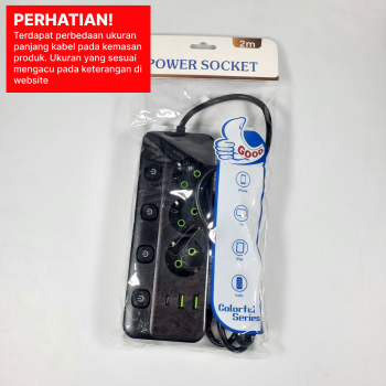 Gambar produk QIAOLIAN Stop Kontak Kabel USB Type C 10A 110-250V 2500W 1.8M 3 Lubang - QL-1096U