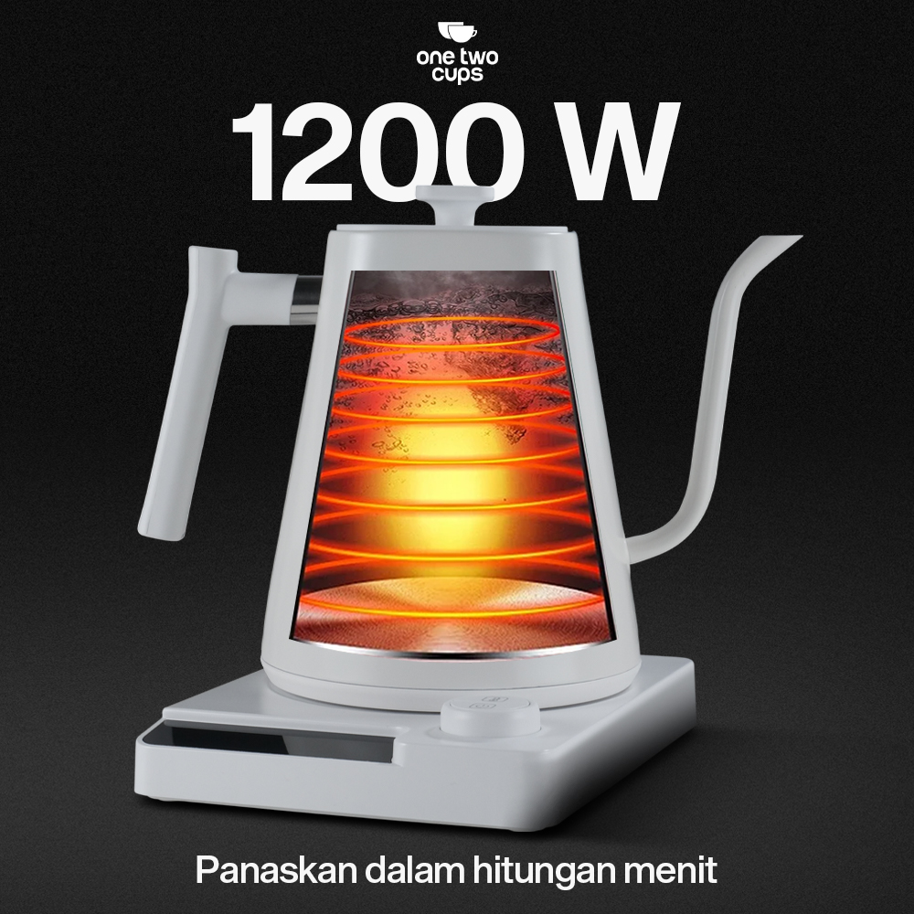 Gambar produk One Two Cups Teko Listrik Kopi Pemanas Air Leher Angsa 1200W 1L - KT10 PRO