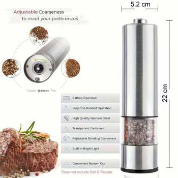 Gambar produk VKTECH Alat Penggiling Biji Lada Elektrik Spices Pepper Mill Grinder - HS-002