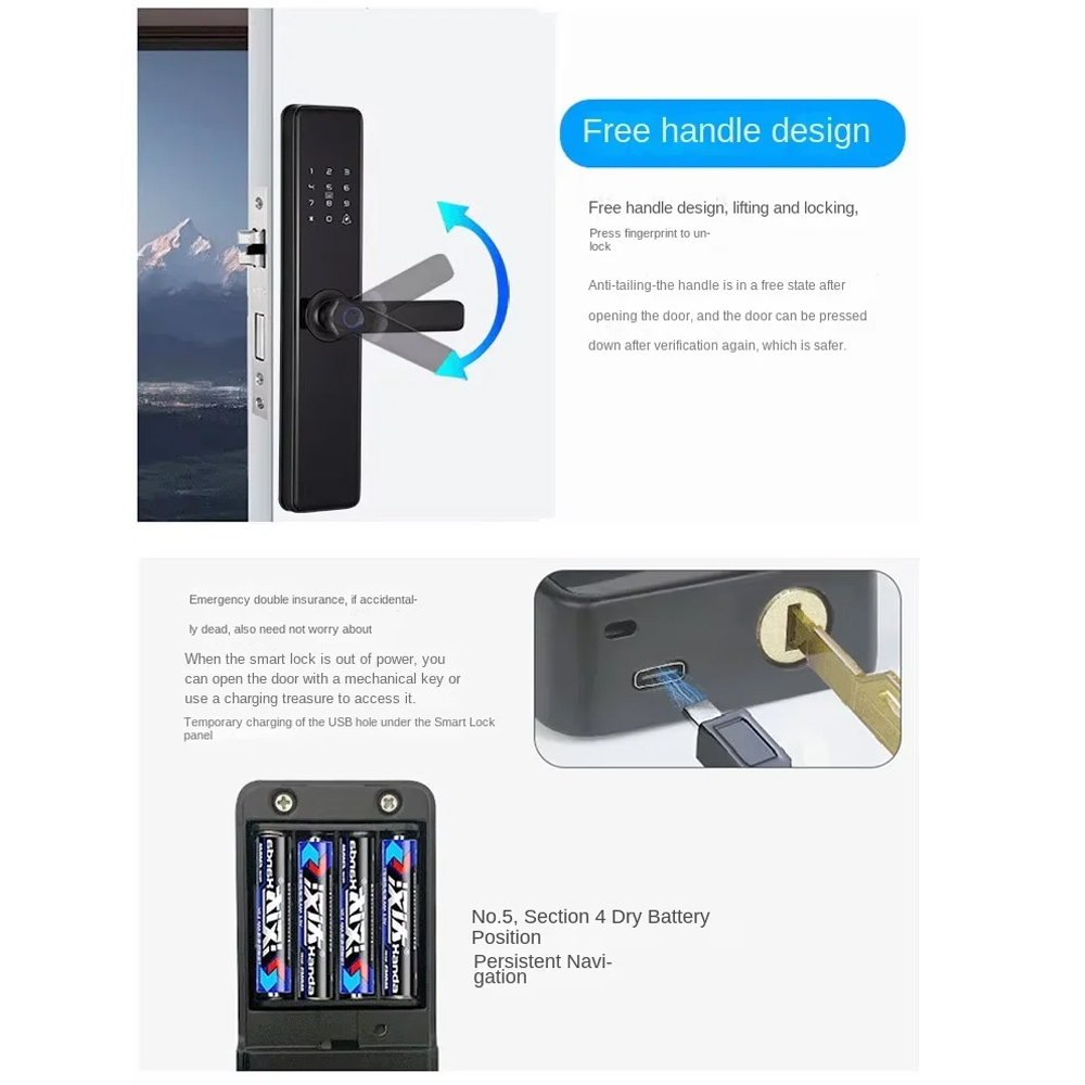 KESONG Smart Door Lock Fingerprint Password Card Alarm - A1 Gambar produk KESONG Smart Door Lock Fingerprint Password Card Alarm - A1