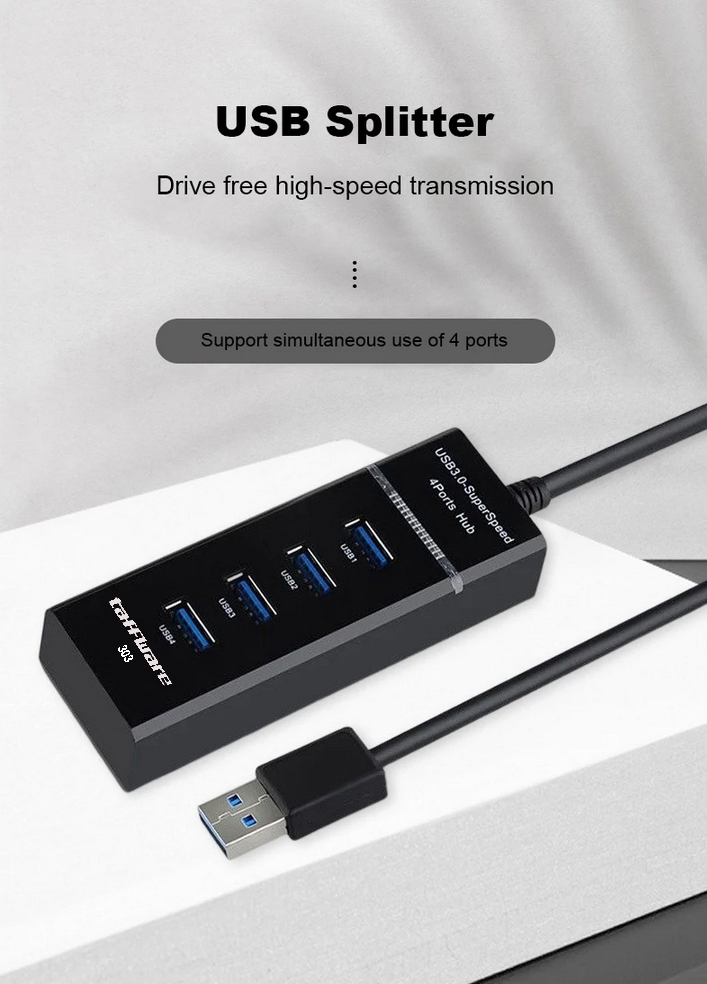 Gambar produk Taffware USB Hub High Speed 4 Ports 3.0 5Gbps - 303