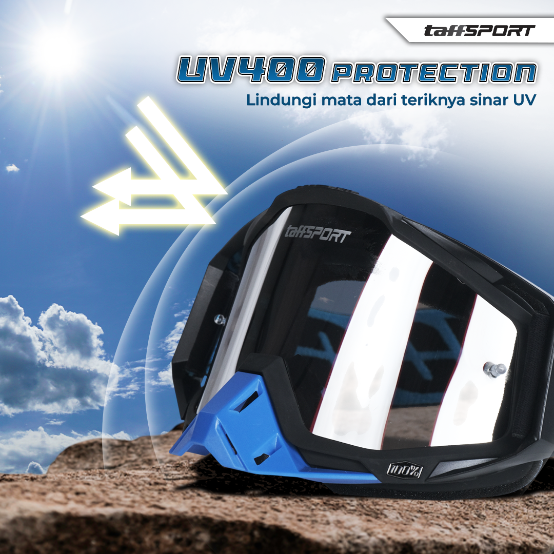 TaffSPORT Kacamata Helm Motor Goggles UV400 Protection Windproof Reflective - UV400 Gambar produk TaffSPORT Kacamata Helm Motor Goggles UV400 Protection Windproof Reflective - UV400