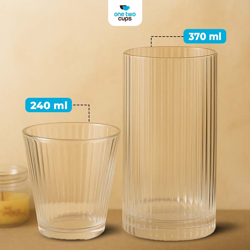 One Two Cups Gelas Kaca Aesthetic Kopi Teh Simple Stripe Glass 370ml - IN-34 Gambar produk One Two Cups Gelas Kaca Aesthetic Kopi Teh Simple Stripe Glass 370ml - IN-34