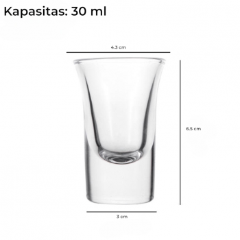 Gambar produk LELAMP Gelas Kaca Sloki Alkohol Mini Shot Wine Baiju Glass 30ml - LE36