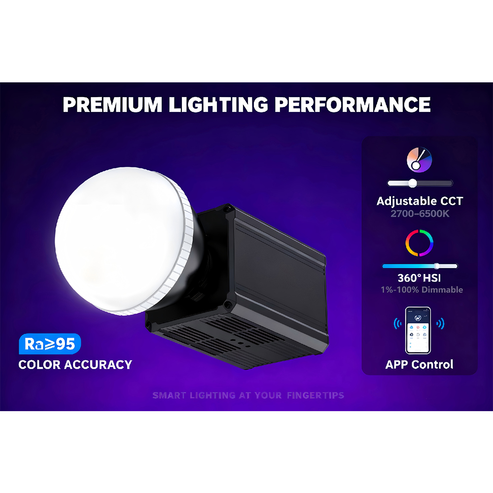 Gambar produk LIYADI Lampu Studio Fotografi COB LED RGBW 24 Mode 10000mAh 100W - ND100