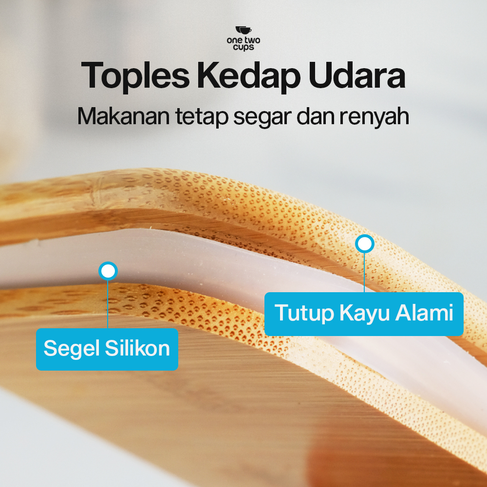 One Two Cups Toples Kaca Penyimpanan Makanan Kedap Udara Storage Jar 2L - HC1019 Gambar produk One Two Cups Toples Kaca Penyimpanan Makanan Kedap Udara Storage Jar 2L - HC1019