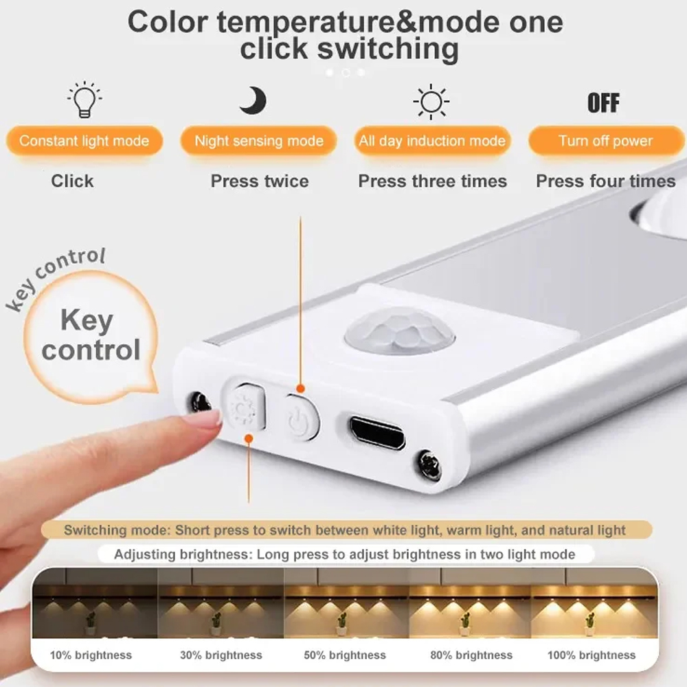 SUNLY Lampu Tempel Magnetic LED 3in1 Color Sensor Light Rechargeable 40cm - S11 Gambar produk SUNLY Lampu Tempel Magnetic LED 3in1 Color Sensor Light Rechargeable 40cm - S11